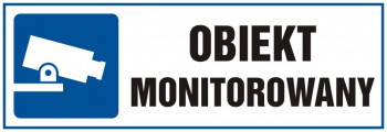 TABINFOBMON297X105 Tabliczka "Obiekt monitorowany", płyta PCV, taśma dwustronna, wym.: 297mm x 105mm