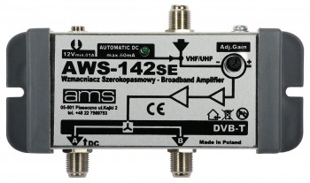 AWS-142M/AMS Wzmacniacz AWS-142S AMS rozgałęziający, VHF+UHF z zasilaczem 1wej./2wyj